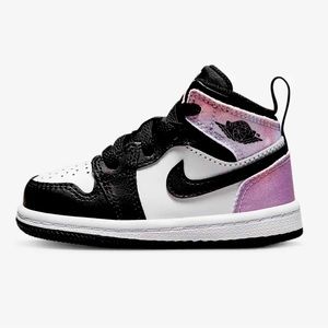 Jordan 1 MID SE (TD) black bleached coral white tennis shoes Nike